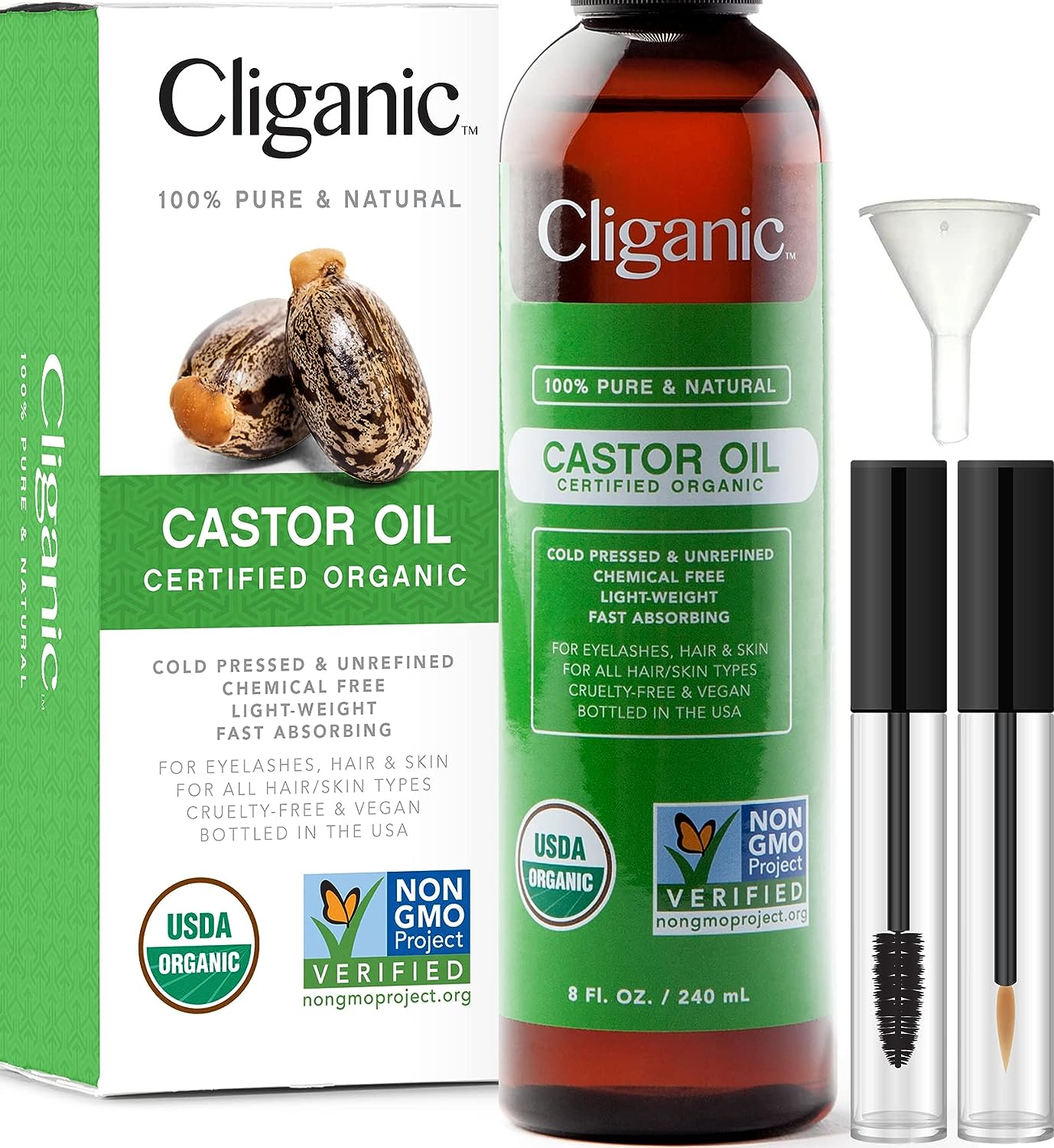 Cliganic USDA Organic Castor Oil, 100% Pure (8oz with [...]