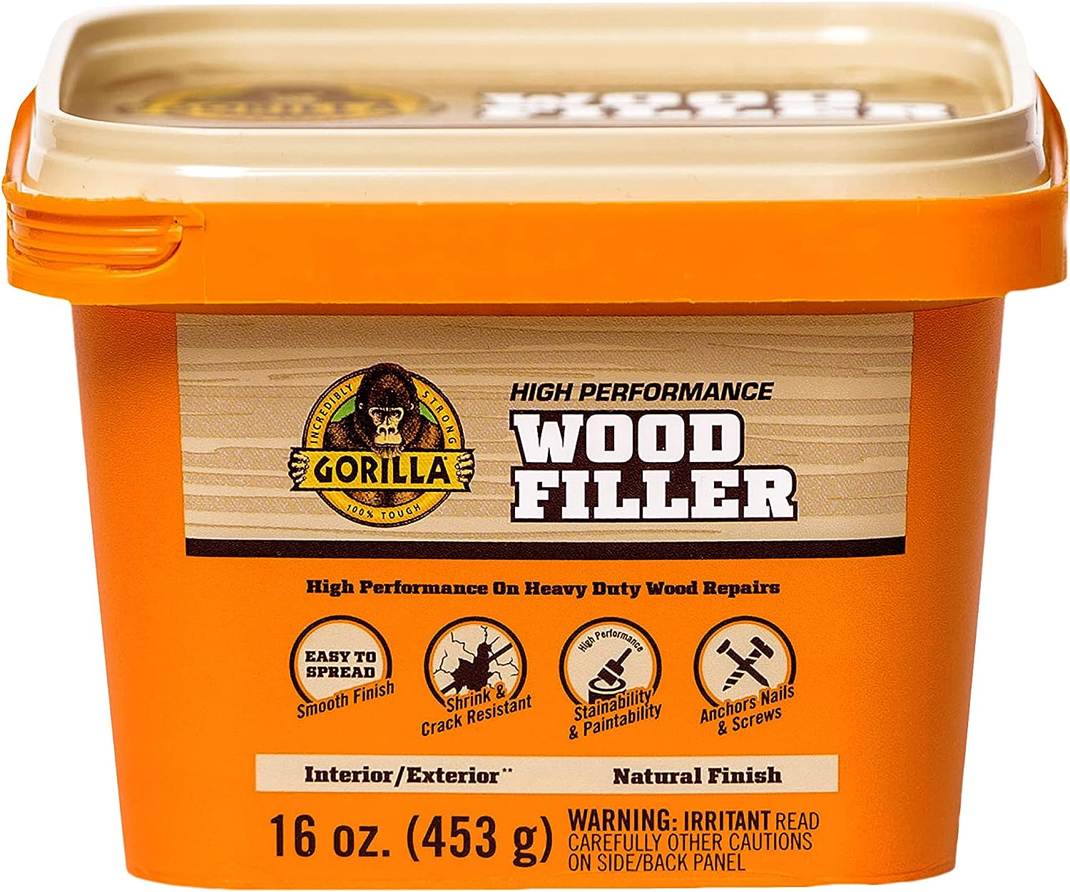 Gorilla All Purpose Wood Filler, 16 Ounce Tub, Natural [...]