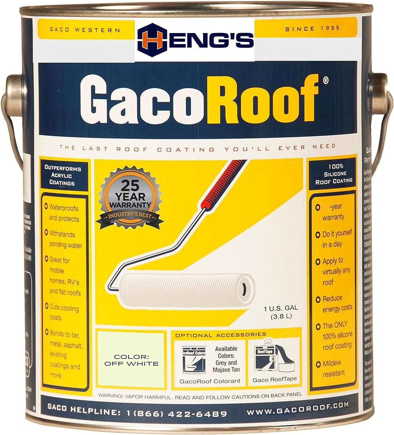 Heng'S GR1600-1 White Silicone Roof Coating - Gallon