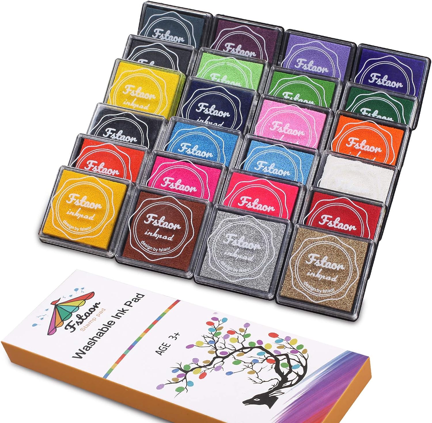 Fstaor Finger Washable Ink Pads for Kids, 24 Pack [...]