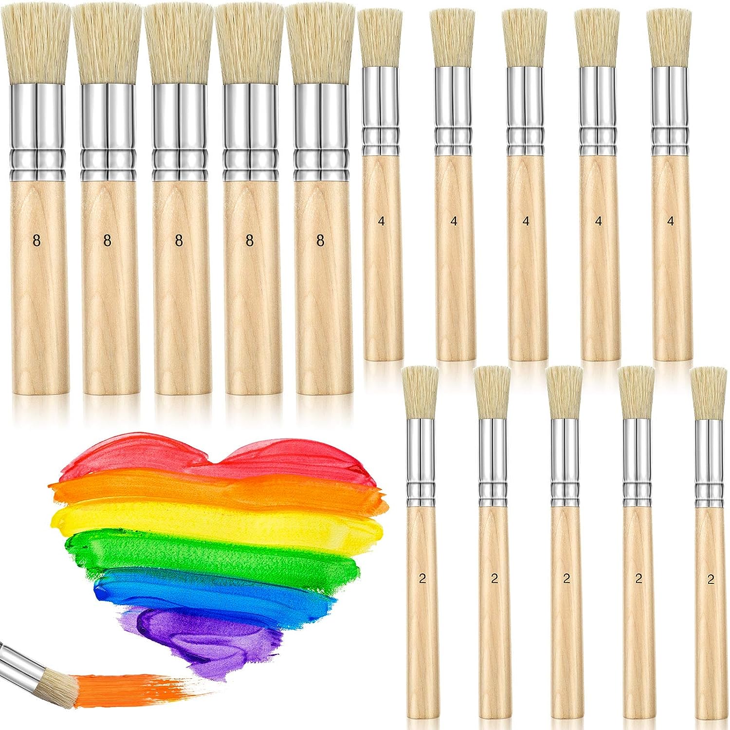 12 Pieces Wooden Stencil Brushes Natural Stencil [...]