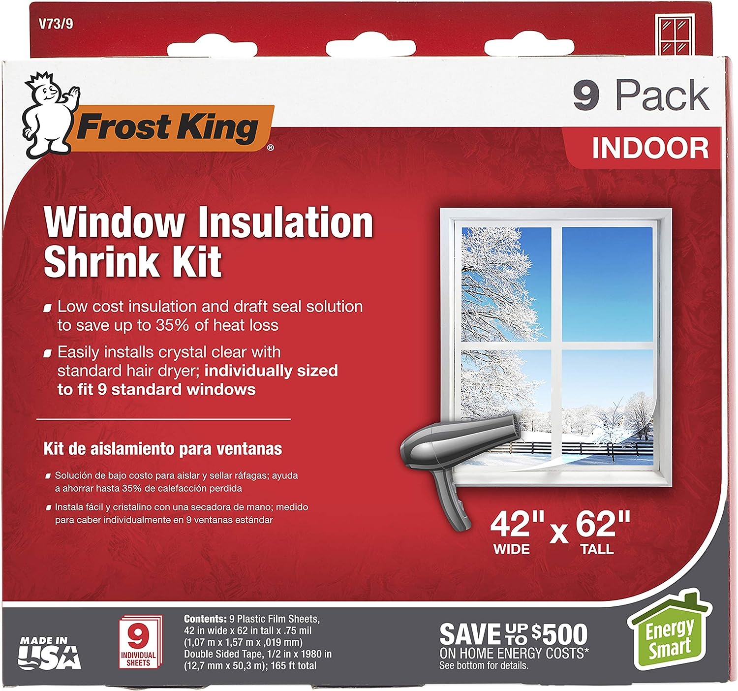 Frost King V73/9H Indoor Shrink Window Kit 42 62-Inch, [...]