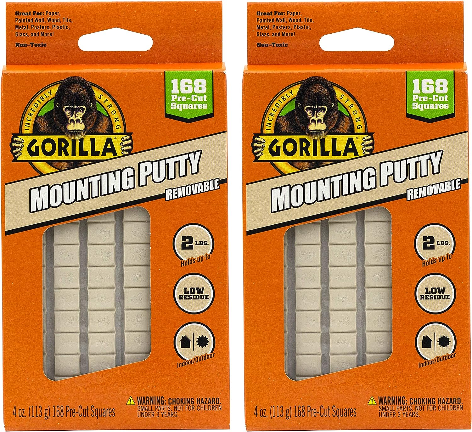 Gorilla Removable Mounting Putty, 168 Pre-Cut Squares, [...]
