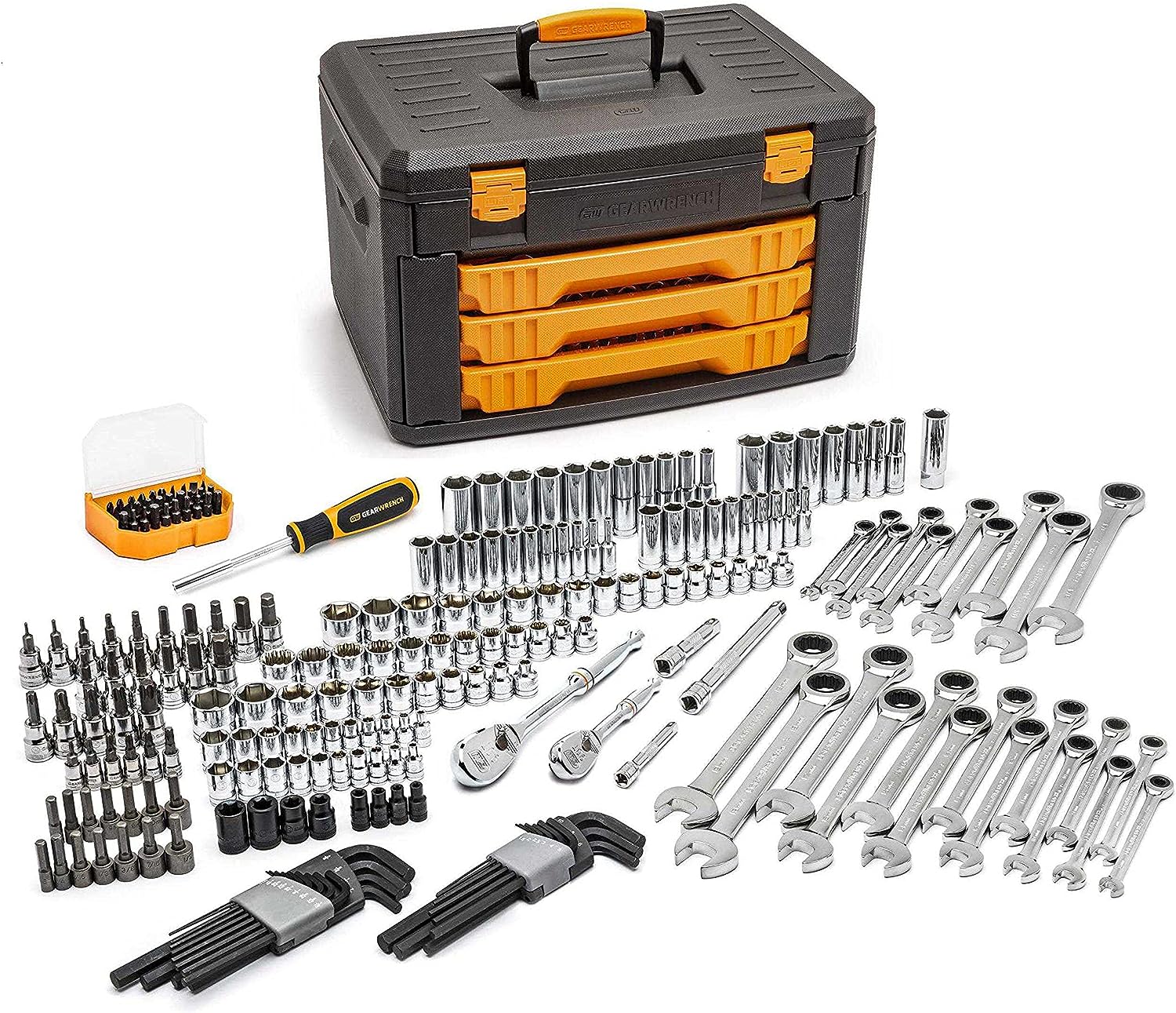 GEARWRENCH Mechanics Tool Set in 3 Drawer Storage Box, [...]