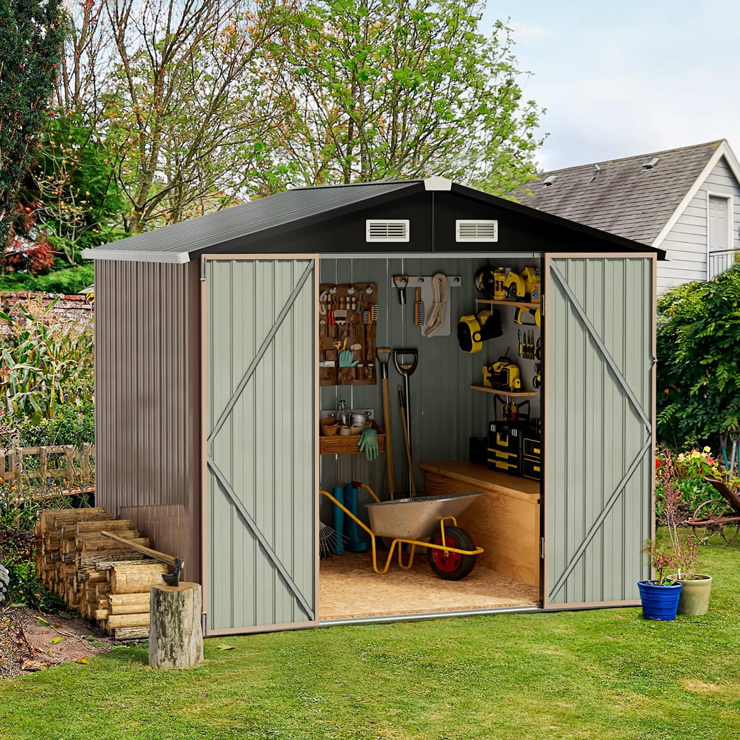 Aoxun Outdoor Storage Shed Waterproof, 4X 6FT and [...]