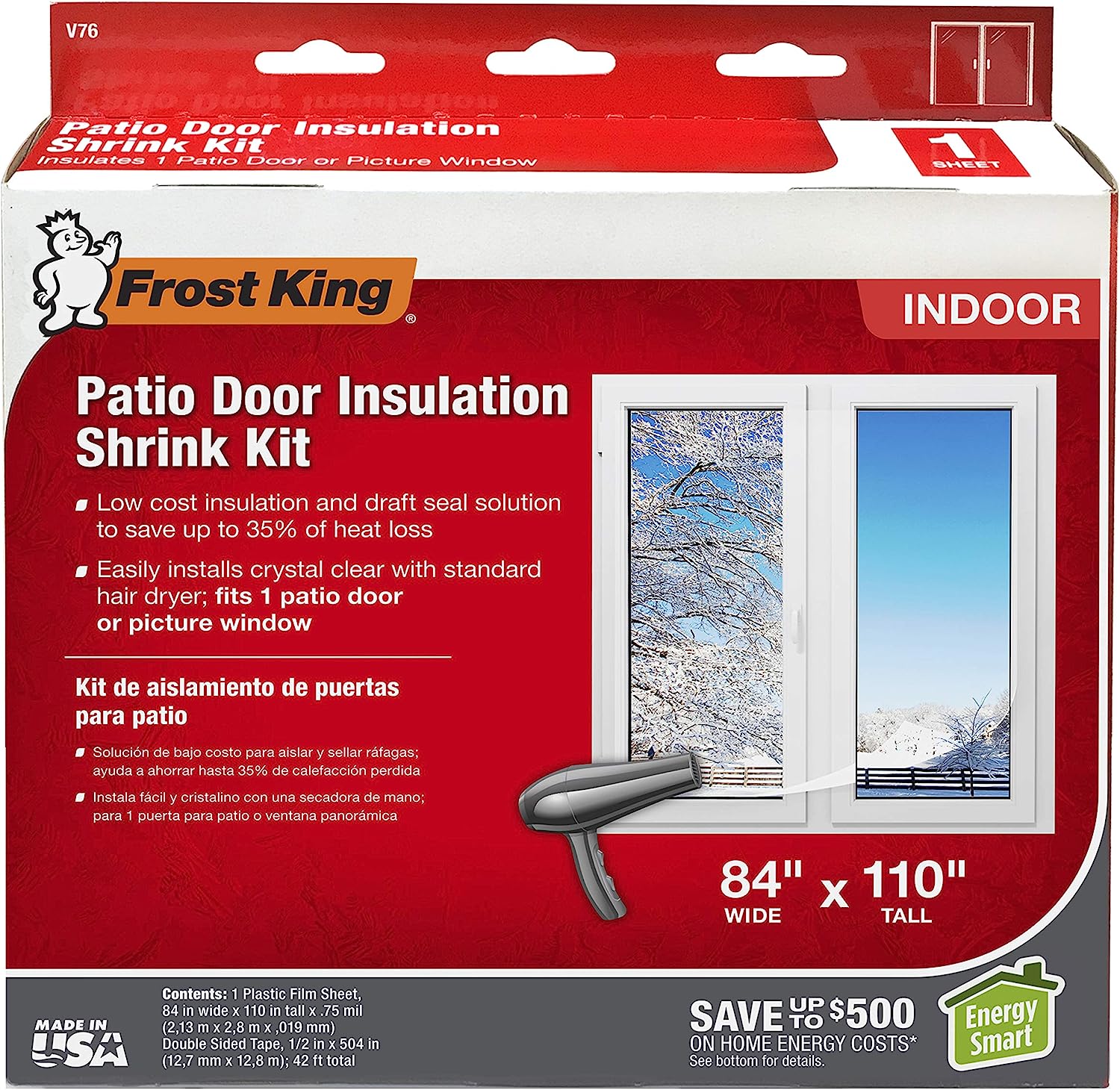 Frost King V76H Shrink Window Kit 84-Inch by 110-Inch, Clear