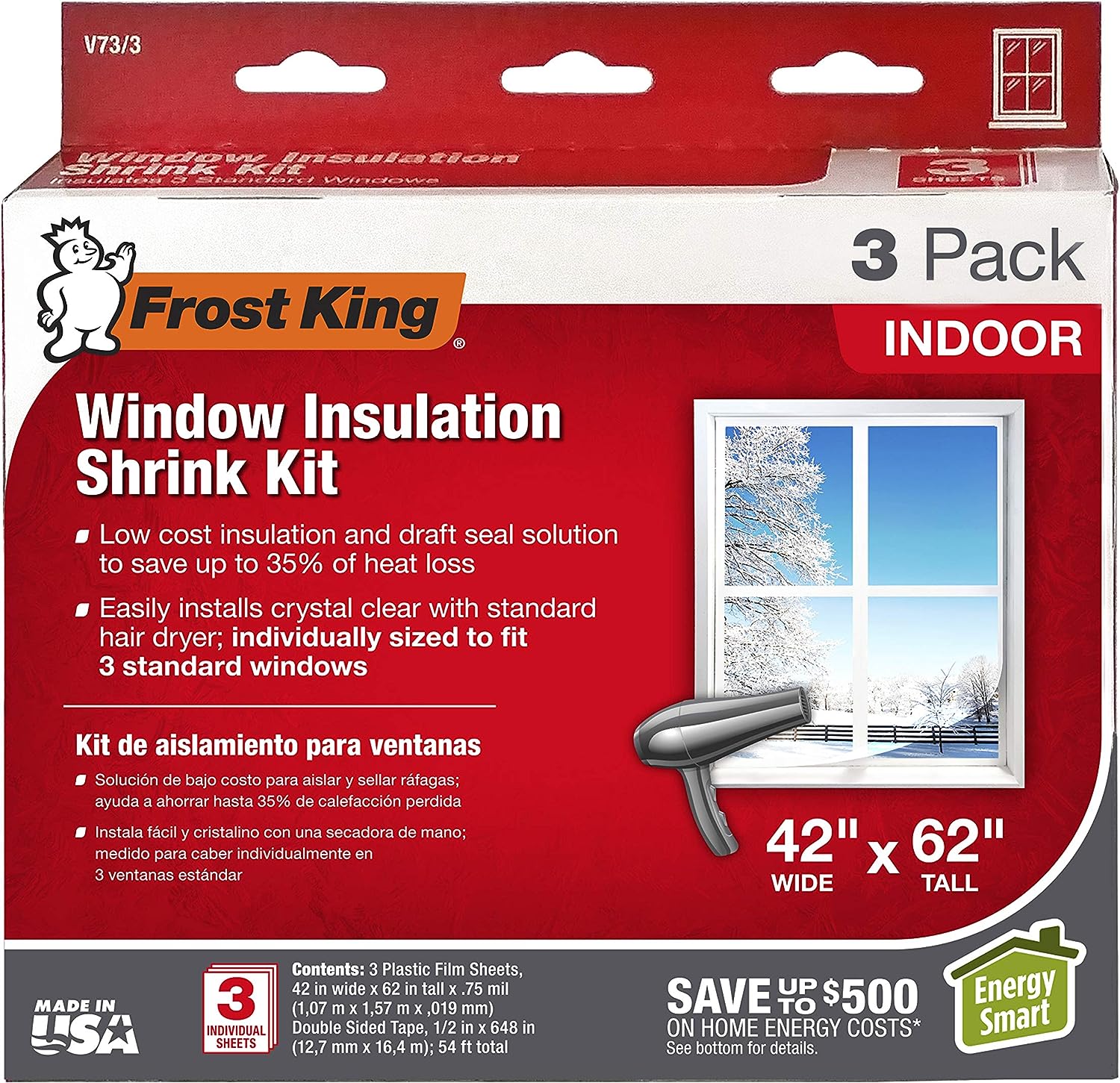 Frost King V73/3H Shrink Window Kit, Indoor, 42 x 62 [...]